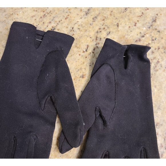 Vintage One Size Black White Patent Leather GoGo Girl 8" Gloves Safety Pin - Picture 9 of 16